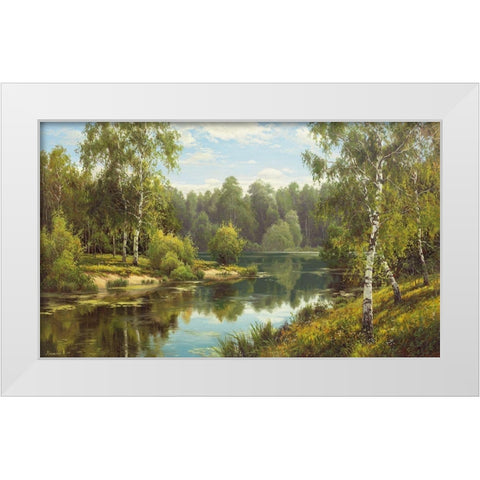 SLOWLY RIVER I White Modern Wood Framed Art Print by Priscepa, Igor