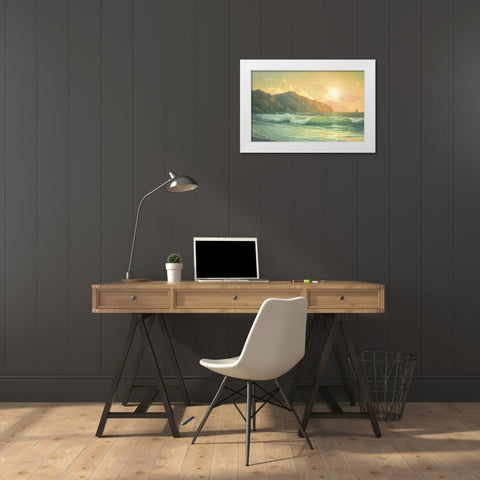 HIGH TIDE White Modern Wood Framed Art Print by Slava