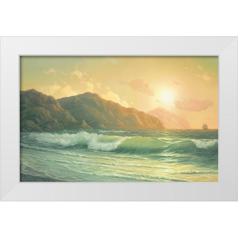 HIGH TIDE White Modern Wood Framed Art Print by Slava