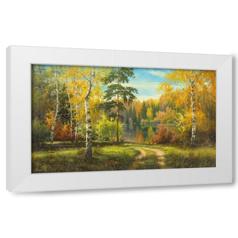 AUTUMN WAY White Modern Wood Framed Art Print by Priscepa, Igor