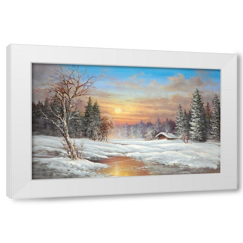 TUNDRA NIGHT White Modern Wood Framed Art Print by Glassl, Helmut