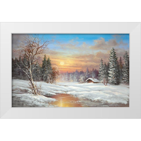TUNDRA NIGHT White Modern Wood Framed Art Print by Glassl, Helmut