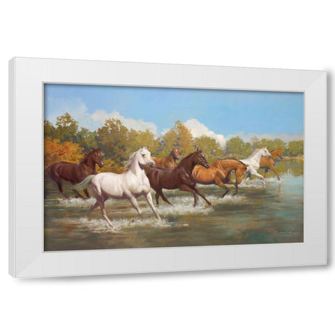 STAMPEDE White Modern Wood Framed Art Print by Lombardo, Spartaco