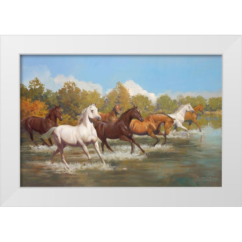 STAMPEDE White Modern Wood Framed Art Print by Lombardo, Spartaco
