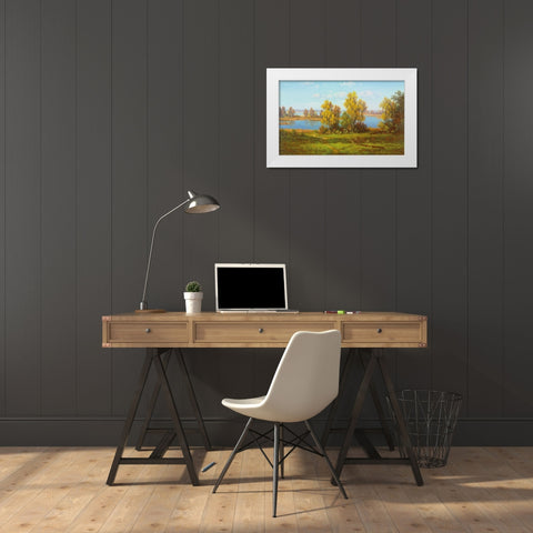 AUTUMN Landscape White Modern Wood Framed Art Print by Slava