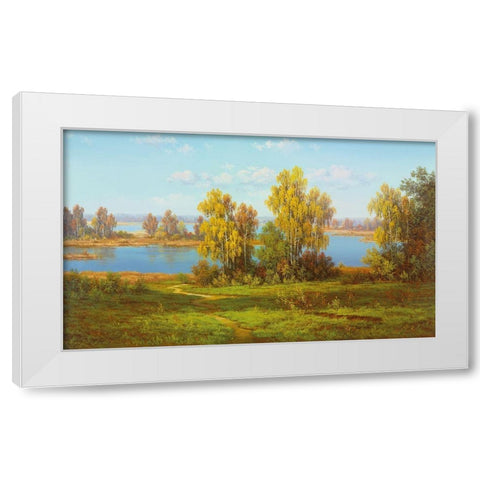 AUTUMN Landscape White Modern Wood Framed Art Print by Slava