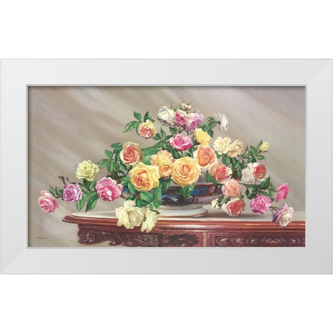 BOUQUET OF ROSES White Modern Wood Framed Art Print by Buzin, Igor