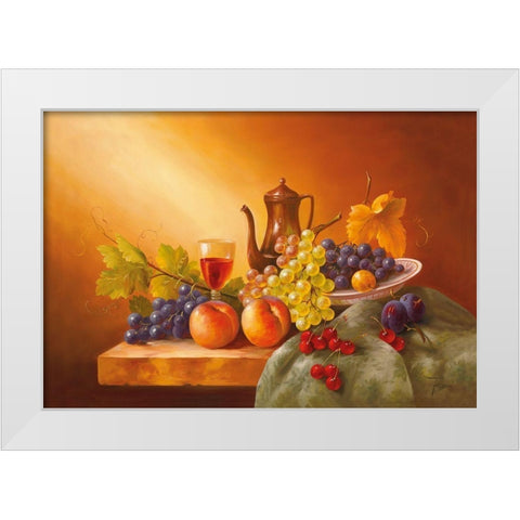 Still-Life WITH FRUITS I White Modern Wood Framed Art Print by Fasani