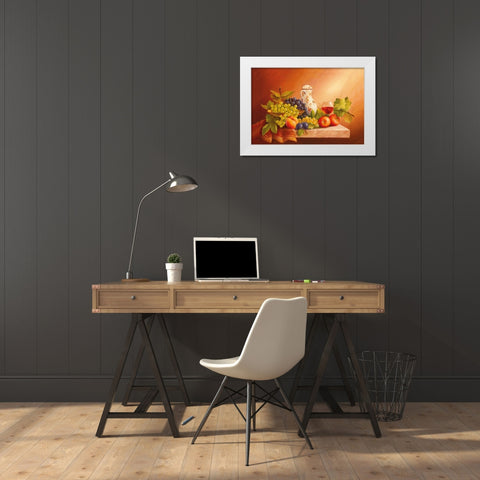 Still-Life WITH FRUITS II White Modern Wood Framed Art Print by Fasani
