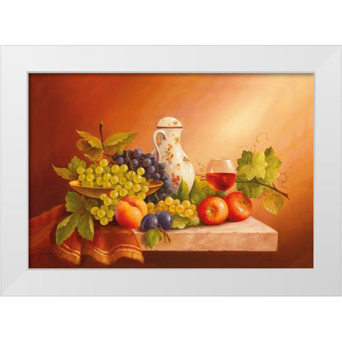 Still-Life WITH FRUITS II White Modern Wood Framed Art Print by Fasani