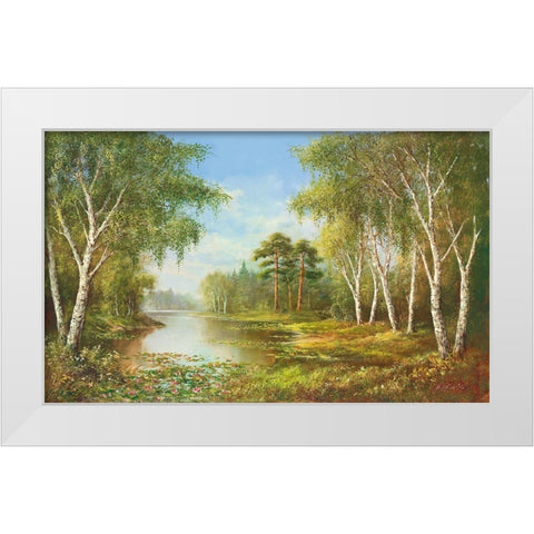 SECLUDED POND White Modern Wood Framed Art Print by Glassl, Helmut