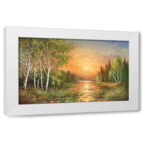 SIBERIAN SUNSET White Modern Wood Framed Art Print by Glassl, Helmut
