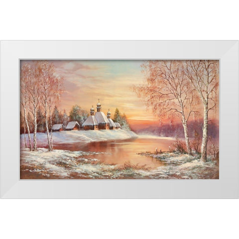 KAUKASIAN MONASTERY White Modern Wood Framed Art Print by Glassl, Helmut