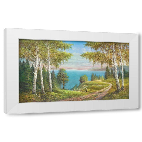 BIRCHES AT THE LAKE I White Modern Wood Framed Art Print by Glassl, Helmut