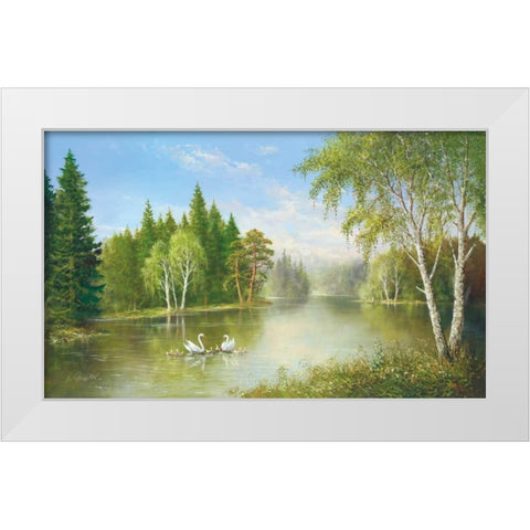 Beautiful Lake White Modern Wood Framed Art Print by Glassl, Helmut