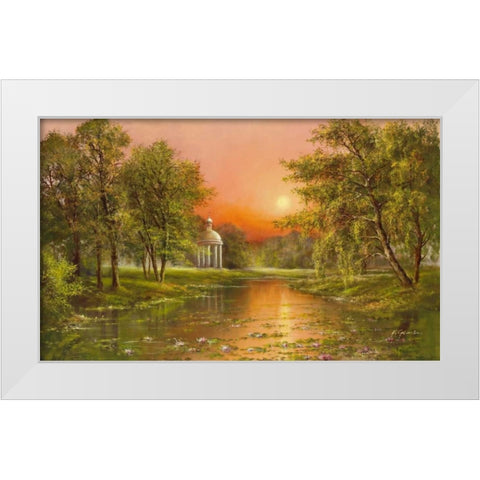 Sunset Upon Arbour White Modern Wood Framed Art Print by Glassl, Helmut