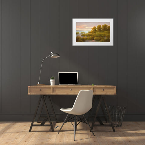 MISTY LAKE I White Modern Wood Framed Art Print by Fasani