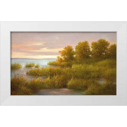 MISTY LAKE I White Modern Wood Framed Art Print by Fasani