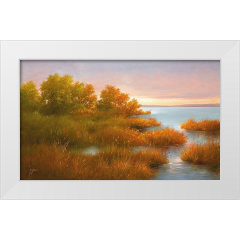 MISTY LAKE II White Modern Wood Framed Art Print by Fasani