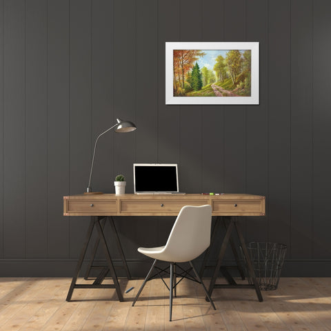 MOUNTAIN PATH White Modern Wood Framed Art Print by Glassl, Helmut