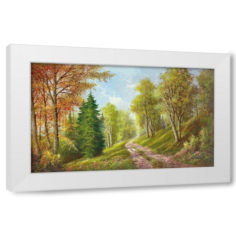 MOUNTAIN PATH White Modern Wood Framed Art Print by Glassl, Helmut
