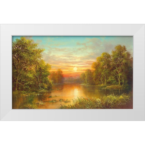 SUNSET White Modern Wood Framed Art Print by Glassl, Helmut