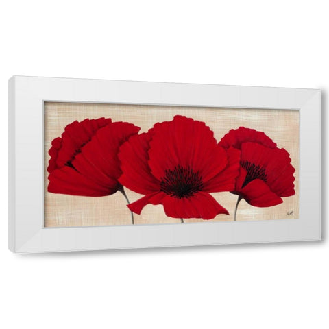 Linen Poppies I White Modern Wood Framed Art Print by Lake, Kaye
