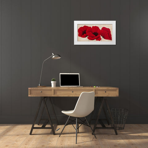Linen Poppies II White Modern Wood Framed Art Print by Lake, Kaye