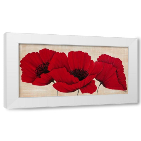 Linen Poppies II White Modern Wood Framed Art Print by Lake, Kaye