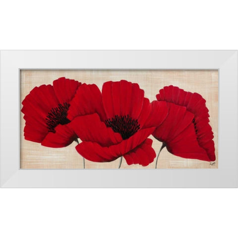 Linen Poppies II White Modern Wood Framed Art Print by Lake, Kaye