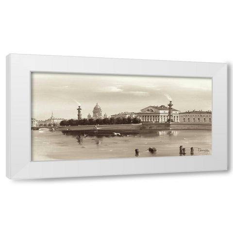 Strelka, Tip Of Wassili Island White Modern Wood Framed Art Print by Ryazanov