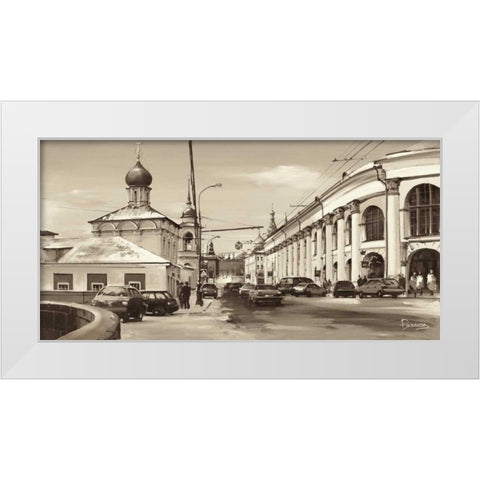 Warwarka Street Moscow White Modern Wood Framed Art Print by Ryazanov