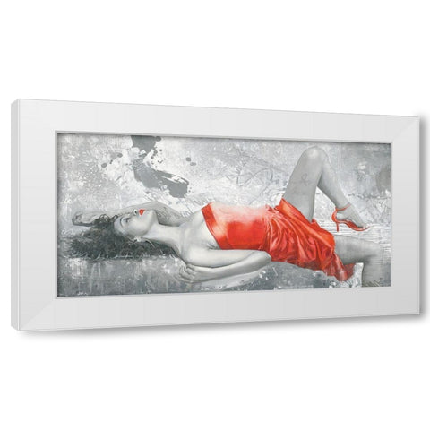 LADY IN RED White Modern Wood Framed Art Print by Sestillo, Enrico