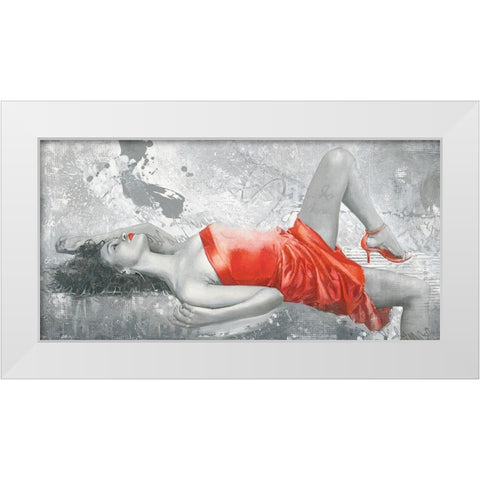 LADY IN RED White Modern Wood Framed Art Print by Sestillo, Enrico