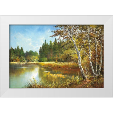 SECRET POND White Modern Wood Framed Art Print by Glassl, Helmut