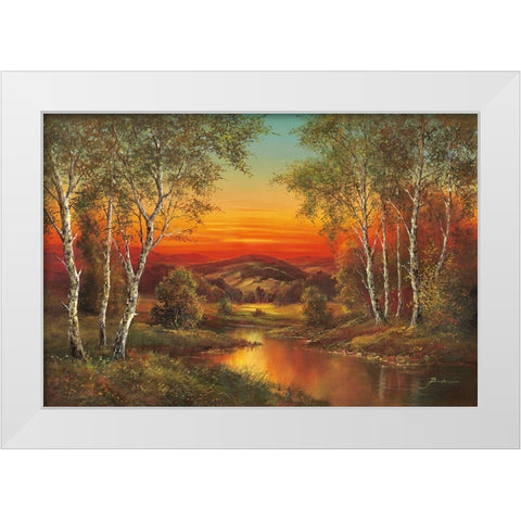 SUNSET IN MORAVIA White Modern Wood Framed Art Print by Buchner, H.
