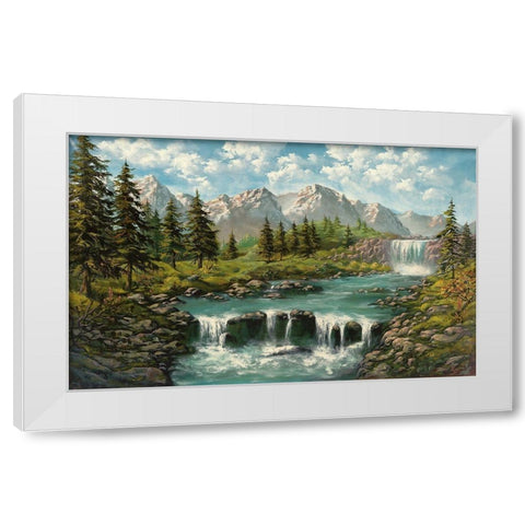 WATERFALL I White Modern Wood Framed Art Print by Ada-Kris