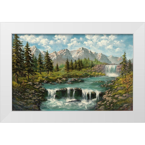 WATERFALL I White Modern Wood Framed Art Print by Ada-Kris