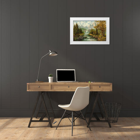 WATERFALL II White Modern Wood Framed Art Print by Ada-Kris