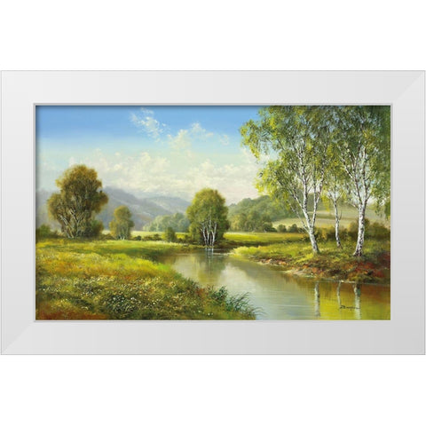 QUIET POND White Modern Wood Framed Art Print by Buchner, H.