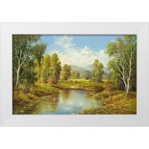 A RIVER Landscape White Modern Wood Framed Art Print by Buchner, H.