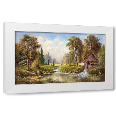 OLD MILL White Modern Wood Framed Art Print by Buchner, H.