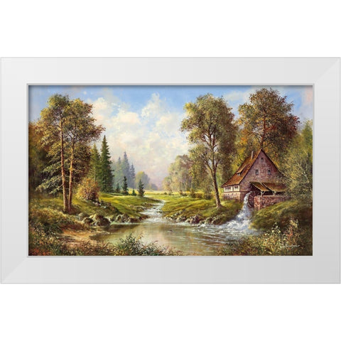 OLD MILL White Modern Wood Framed Art Print by Buchner, H.