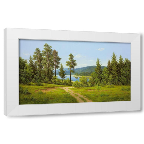 RIVER BEND White Modern Wood Framed Art Print by Slava