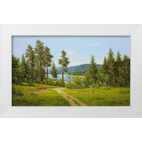 RIVER BEND White Modern Wood Framed Art Print by Slava
