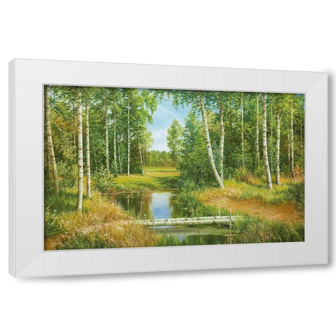 BIRCH GROVE NEAR POKROVSKOJE White Modern Wood Framed Art Print by Osipov, Igor
