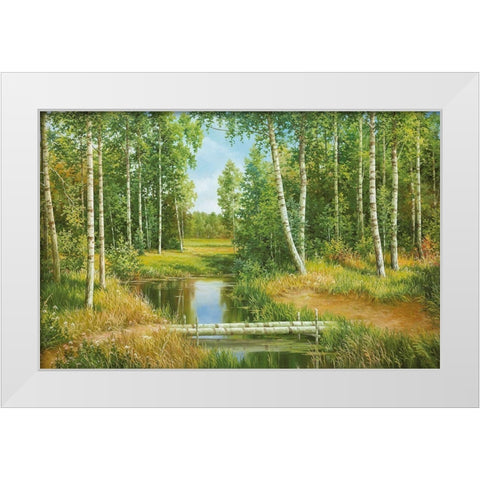 BIRCH GROVE NEAR POKROVSKOJE White Modern Wood Framed Art Print by Osipov, Igor