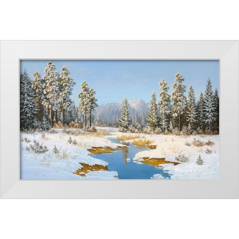 ROMANCE WINTER White Modern Wood Framed Art Print by Slava