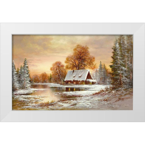 WINTER IN BELARUS I White Modern Wood Framed Art Print by Glassl, Helmut