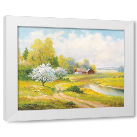 SEASONS White Modern Wood Framed Art Print by Weber, Max